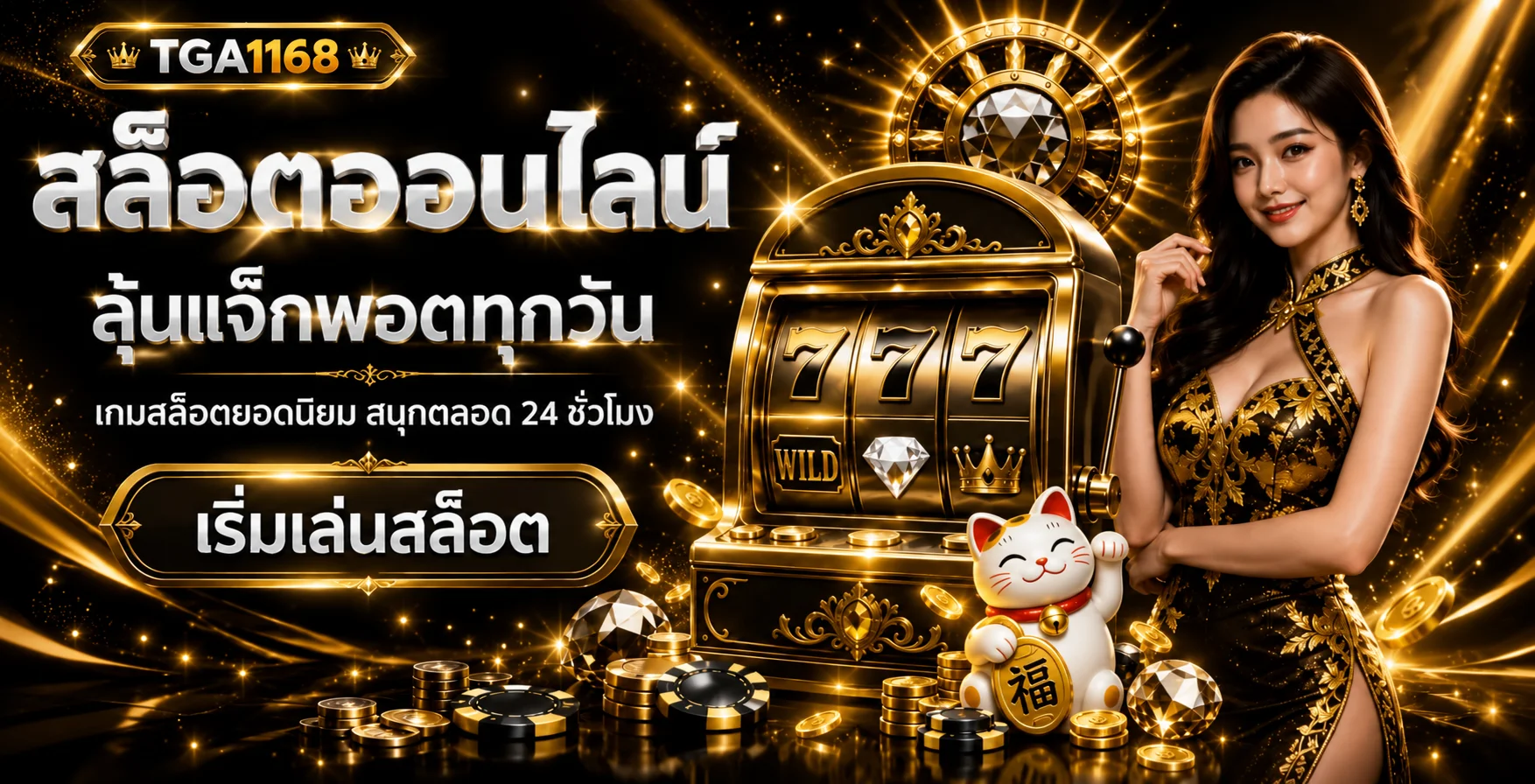 สล็อตออนไลน์ TGA1168 พร้อมเครื่องสล็อตและแมวนำโชค
